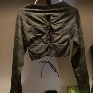 Gymshark Olive Lace-Up Back Crop Top